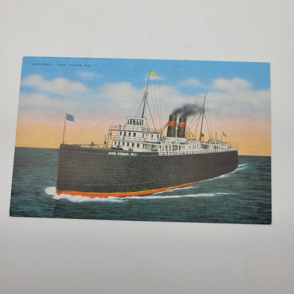 Vintage Carferry Ann Arbor No. 7 Postcard E.C. Kropp Co. Linen Michigan
